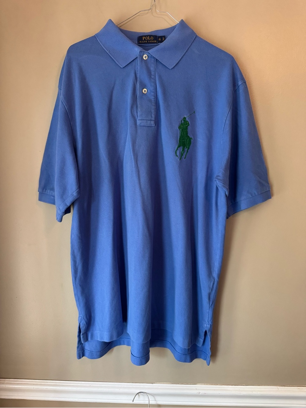 Ralph Lauren Light Blue Polo with Green Pony Embroidery